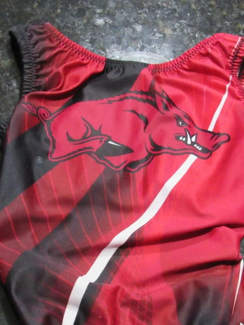 University of Arkansas Razorbacks Youth Red Black White Gymnastic Foxy's Leotard